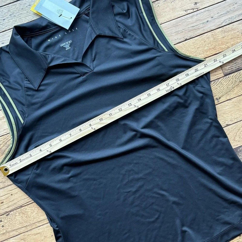 NWT WOMEN'S NIKE‎ GOLF DRI-Fit Sleeveless Polo Sz XL Black Athletic